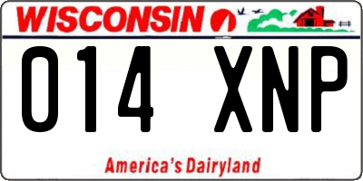 WI license plate 014XNP