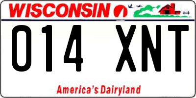 WI license plate 014XNT