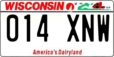 WI license plate 014XNW