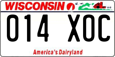 WI license plate 014XOC