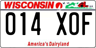 WI license plate 014XOF