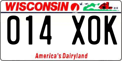 WI license plate 014XOK