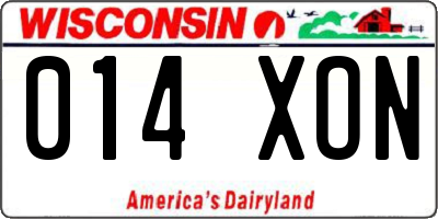 WI license plate 014XON