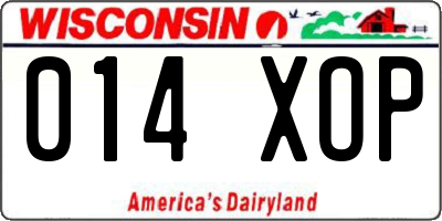 WI license plate 014XOP