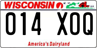 WI license plate 014XOQ