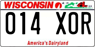WI license plate 014XOR