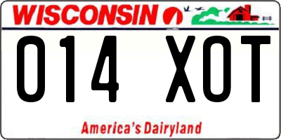 WI license plate 014XOT