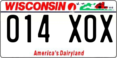 WI license plate 014XOX