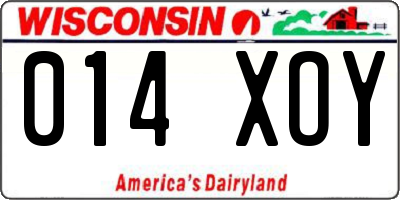 WI license plate 014XOY