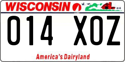 WI license plate 014XOZ