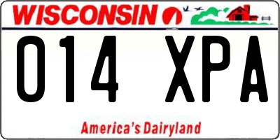 WI license plate 014XPA