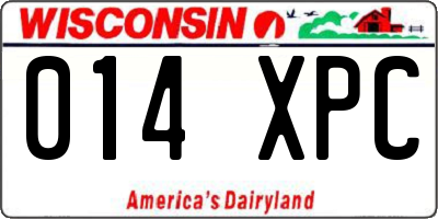 WI license plate 014XPC