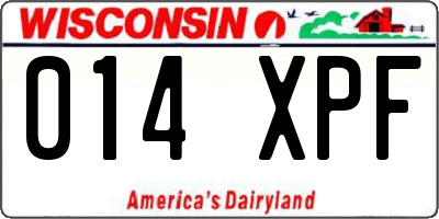 WI license plate 014XPF