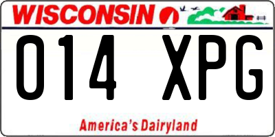 WI license plate 014XPG