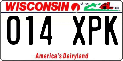 WI license plate 014XPK