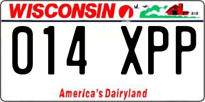 WI license plate 014XPP