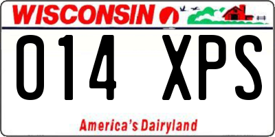 WI license plate 014XPS