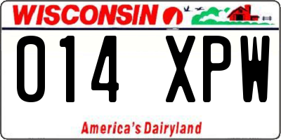 WI license plate 014XPW