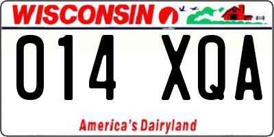 WI license plate 014XQA