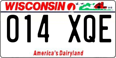 WI license plate 014XQE