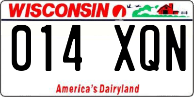WI license plate 014XQN