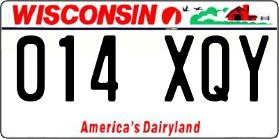 WI license plate 014XQY