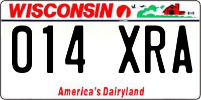 WI license plate 014XRA