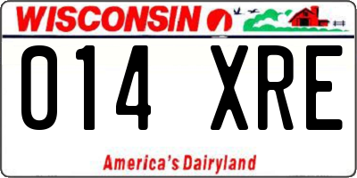 WI license plate 014XRE