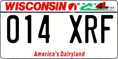 WI license plate 014XRF