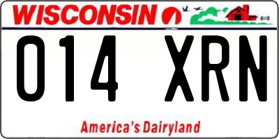 WI license plate 014XRN