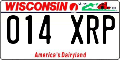 WI license plate 014XRP