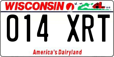 WI license plate 014XRT