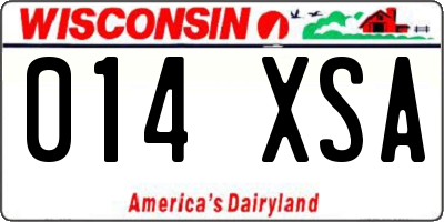 WI license plate 014XSA