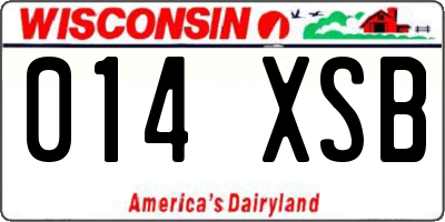 WI license plate 014XSB