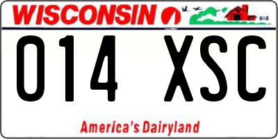 WI license plate 014XSC