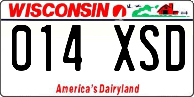 WI license plate 014XSD