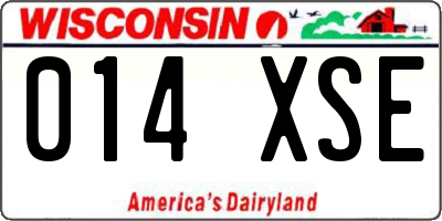 WI license plate 014XSE