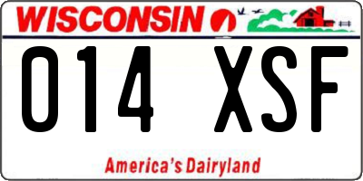 WI license plate 014XSF