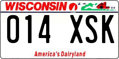 WI license plate 014XSK