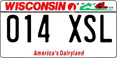 WI license plate 014XSL