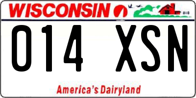 WI license plate 014XSN
