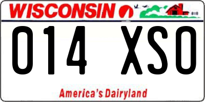 WI license plate 014XSO
