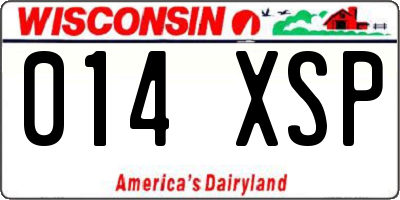 WI license plate 014XSP