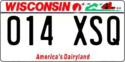 WI license plate 014XSQ