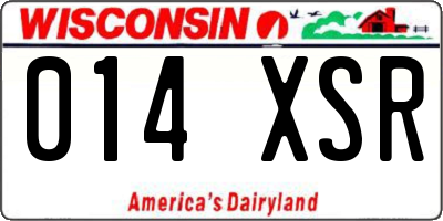WI license plate 014XSR
