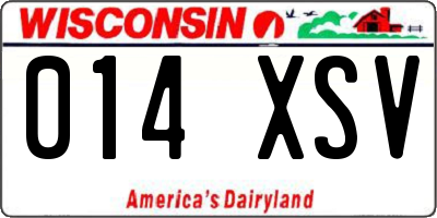 WI license plate 014XSV