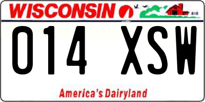 WI license plate 014XSW
