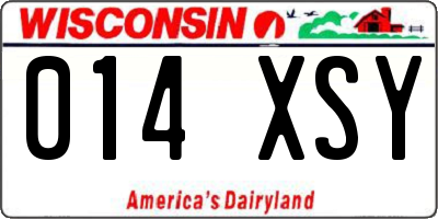 WI license plate 014XSY