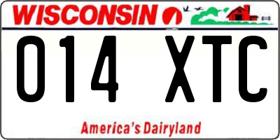 WI license plate 014XTC
