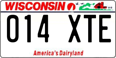 WI license plate 014XTE